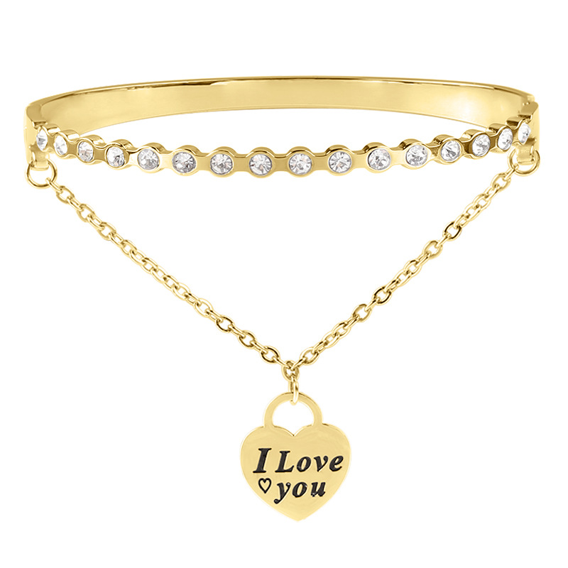 Picture of Stainless steel letter bracelet women fashion love Rome tag bracelet titanium steel buckle bracelet wholesale