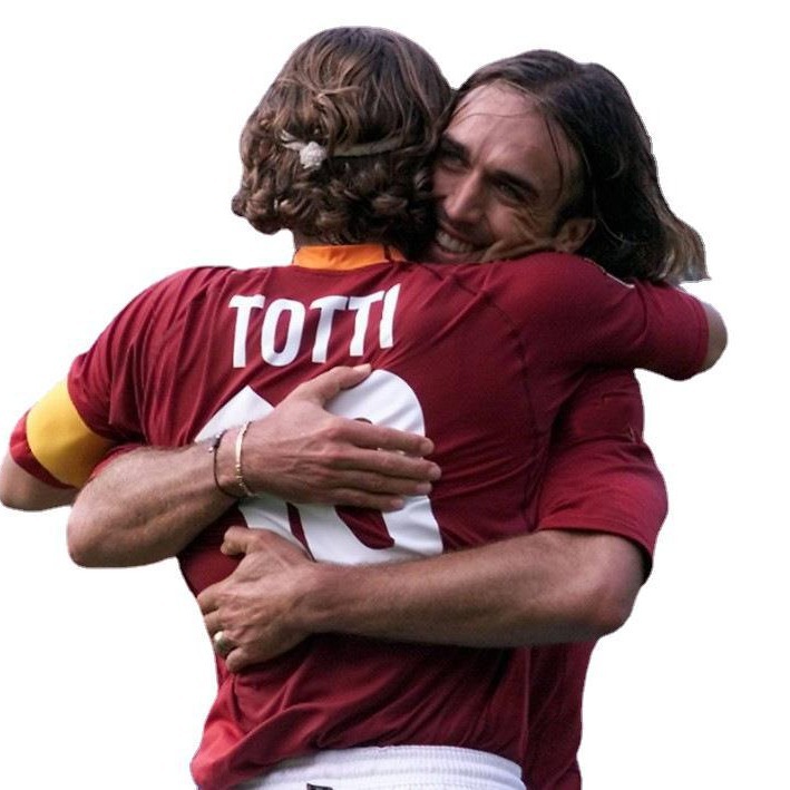 Picture of 2000-01 season Rome home jersey No. 18 Batistuta No. 10 Totti vintage football shirt short sleeve