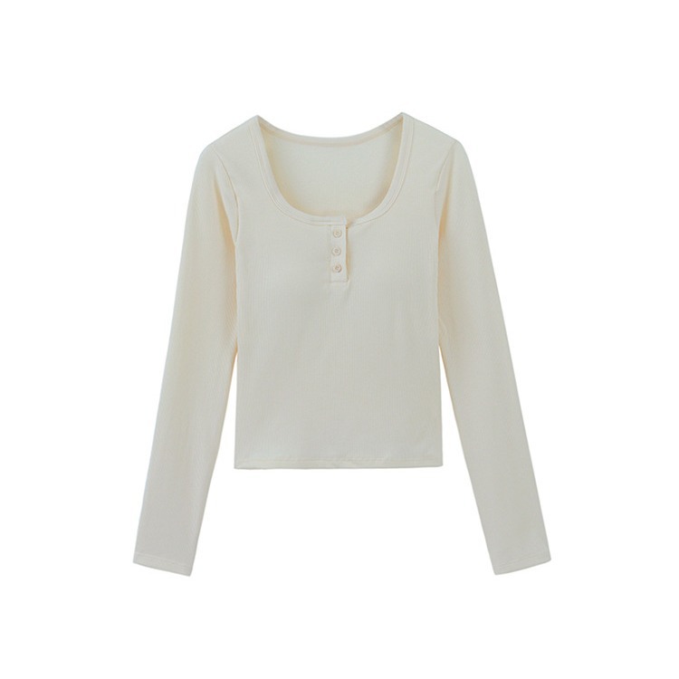 Picture of Velvet Pink Base Shirt Square Collar Shoulder fleece-lined T-shirt Women's Autumn and Winter Slim-fit Warm-keeping Short Long-sleeved Inner Top