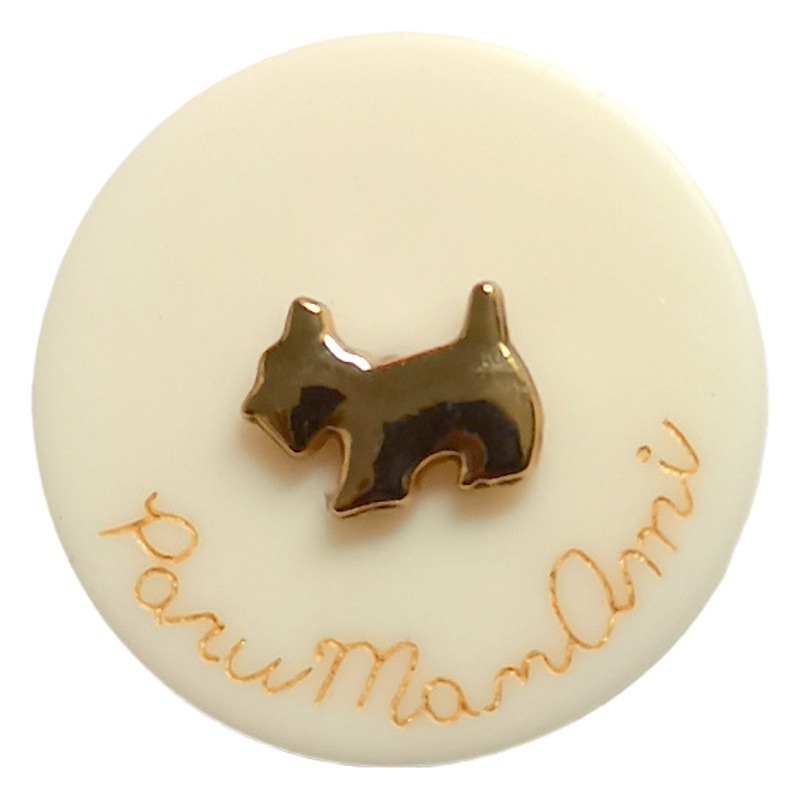 [Yisen] Cute Dog Black and White Button Small Fragrance Knitted Sweater Jacket Coat Button Suit Buckle
