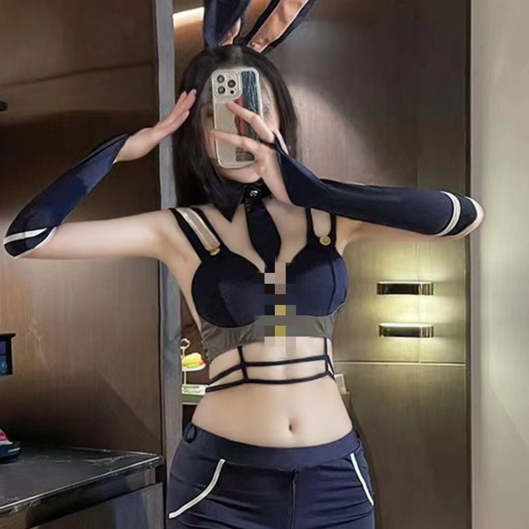 Mardi Gras Midnight Rabbit Patrol suit Hot Sex Lingerie Sexy Temptation Uniform Pure Desire Pajamas