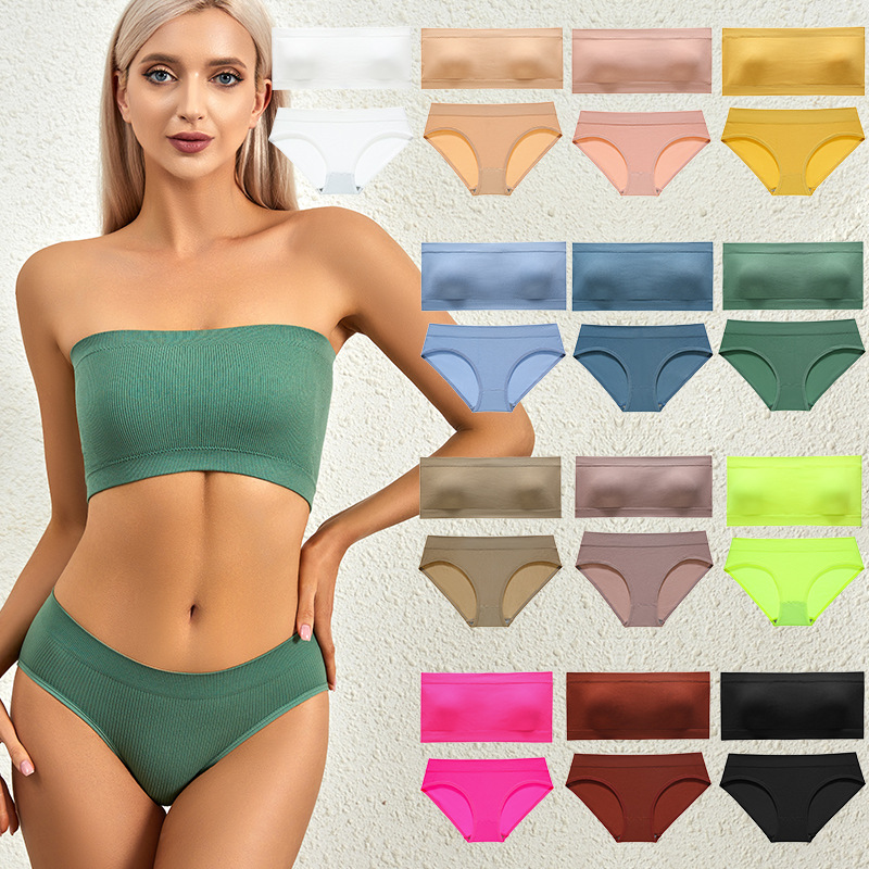 Underwear Set Women's Small Chest Special One-Piece Exposure Large Back Sexy Vest No Steel Ring Gathered Bra Thin