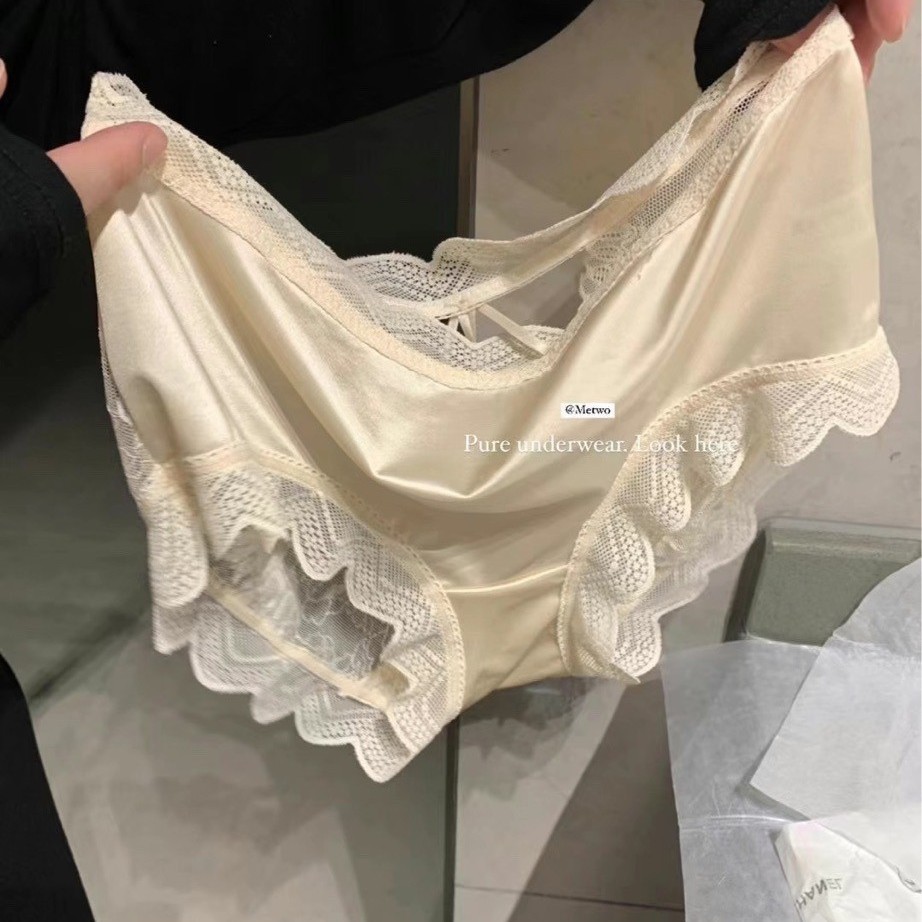 Metwo Tencel Jingui Underwear Lace Hollow Sexy Underwear Girl's Briefs Ultra-thin Traceless Breathable Shorts