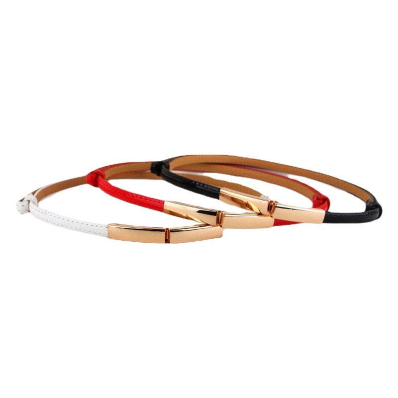 2025 New Casual Women's Belt Small Fresh Dress Decoration Adjustable Size Candy Color Pu Small Belt