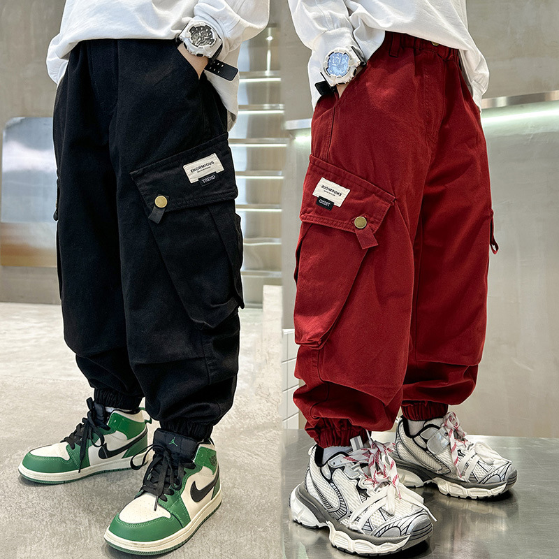 Picture of Children's Pants Boys Casual Pants Boys Autumn 2023 New Chung Da Children's Spring and Autumn Fried Street Handsome Cushion Pants