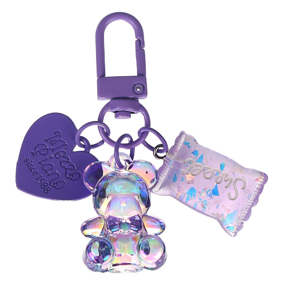 Colorful love candy keychain schoolbag pendant cute cute hug bear student bag bag hanging accessories