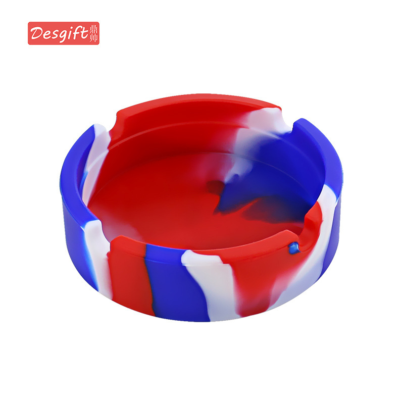 Picture of New silicone round ashtray camouflage mixed color psychedelic ashtray ashtray ashtray Cup printing logo ashtray