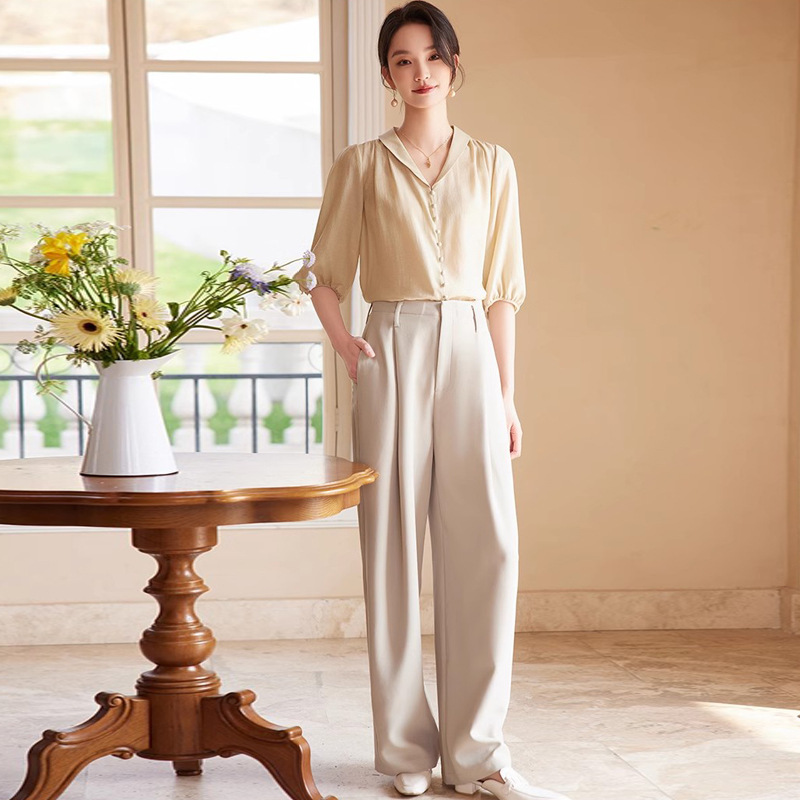 Summer New Design Sense Sleeve Comfortable New Skin Blouse Elegant All-match Fashion Small Fresh Chiffon Shirt Women