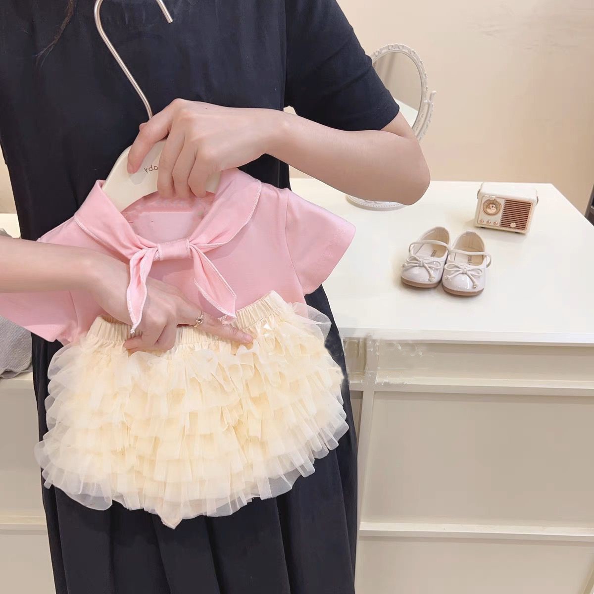 2024 Korean Style Girl's Summer Tutu Pants Skirt Two-Piece Mesh Cake Skirt Cute Vest Shorts Two Pieces