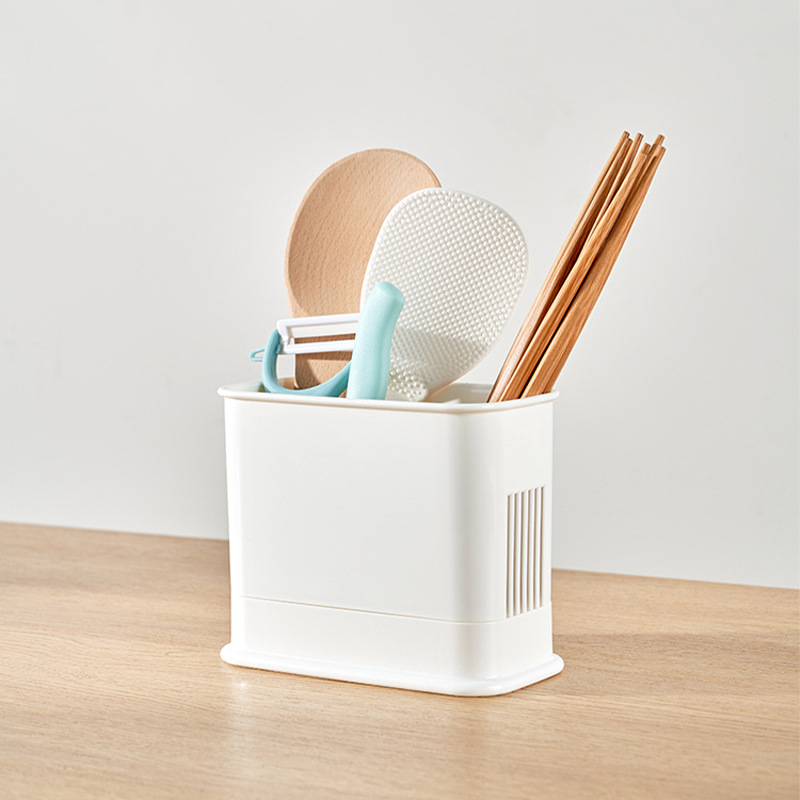Picture of Kitchen Chopstick Barrel Drain Tableware Storage Box Spoon and Fork Storage Rack Plastic Chopstick Basket Creative Chopstick Holder Chopstick Cage