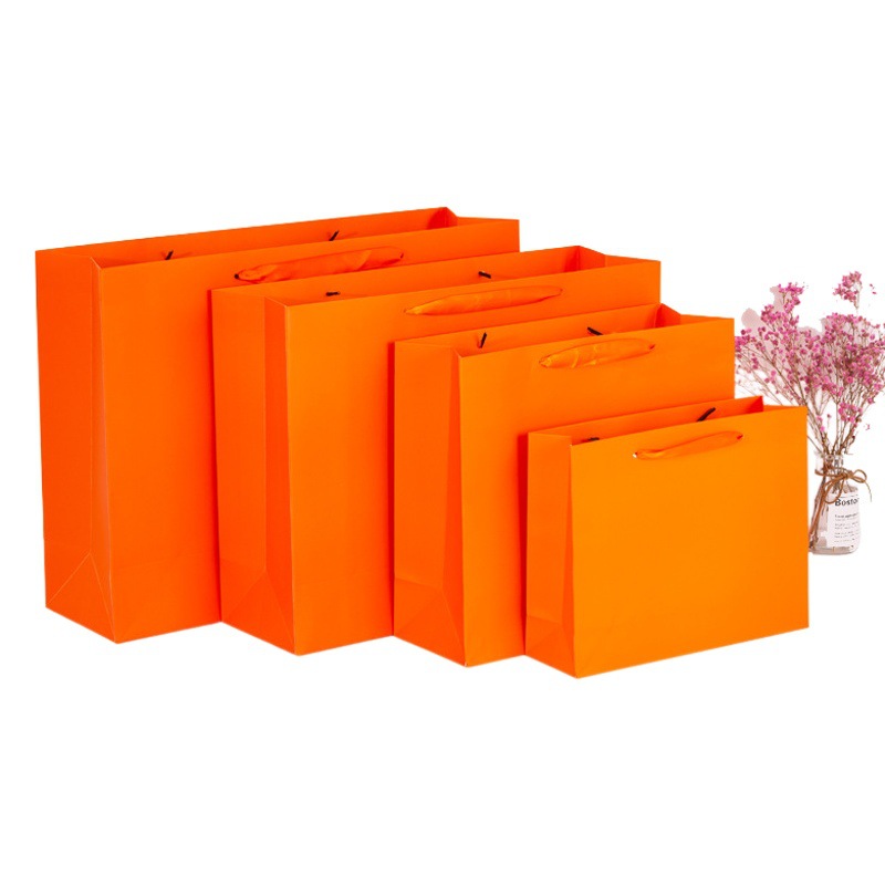 Spot Orange gift bag paper bag printed LOGO clothing handbag gift companion gift bag return gift