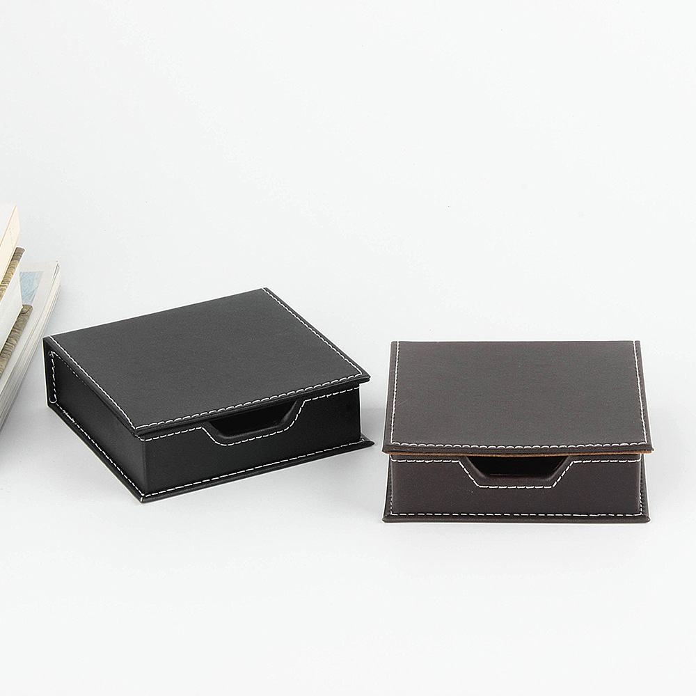 Picture of Business leather desktop sticky note storage box note box creative change key business card storage box office supplies
