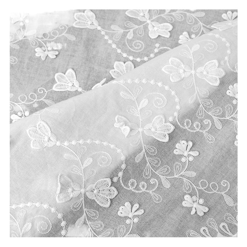 Duolong Spring and Summer Cotton Embroidery New Milk Silk Embroidery Fabric Textile Clothing Home Curtain Fabric Wholesale