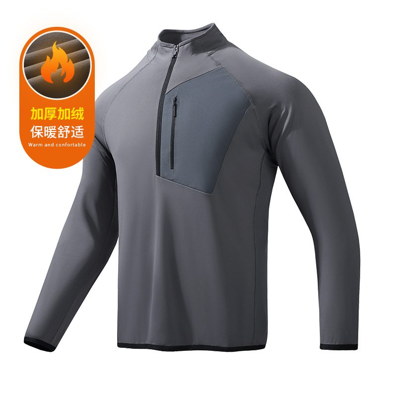 Bird home outdoor sports T-shirt men's long sleeve breathable quick-drying shirt stand-up collar half zipper T-shirt men's cycling couple men