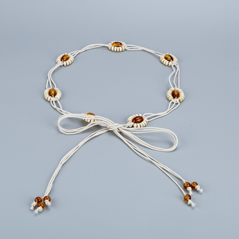 New Style Simple All-match Thin Belt Women's Hand-woven Beaded Waist Rope Bohemian Ethnic Style Accessories Waist Chain