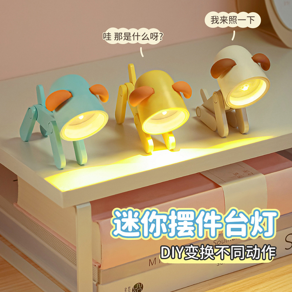 Cute Fawn Atmosphere Table Lamp Mini Puppy Creative Instagram Nightlight Bedroom Bedside Table Desk Decoration Ornaments