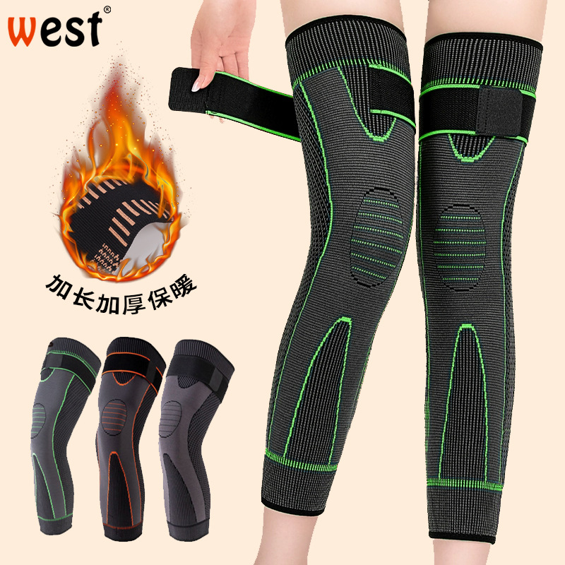 Knee Pad Sports Men's Knee Leg Pad Long Tube Knee Sheath Plus Velvet Old Cold Leg Warm Pressure Strap Does Not Slide Down