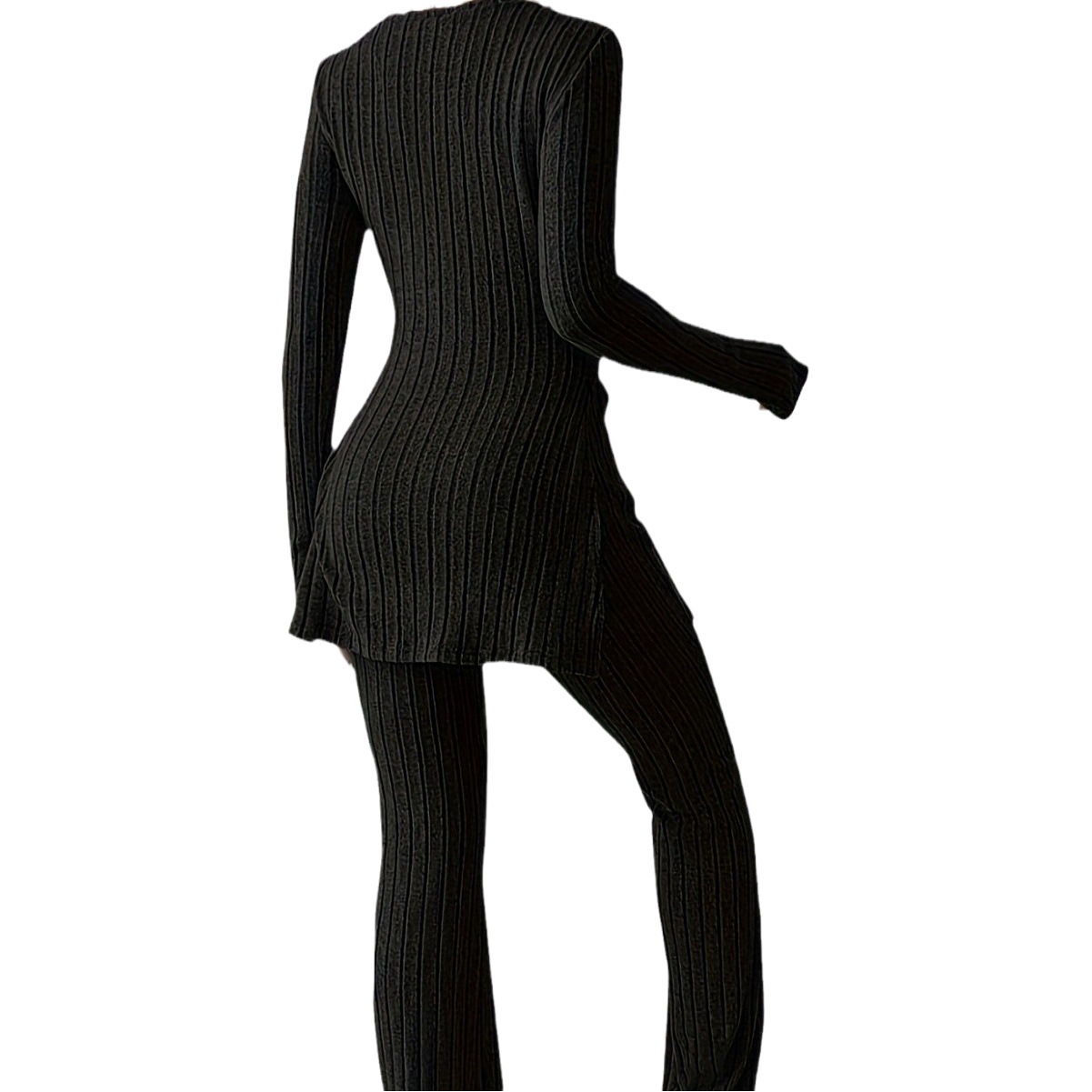Europe and the United States cross-border women's 2023 autumn and winter new solid color leisure slim home wear suit factory in stock direct sales