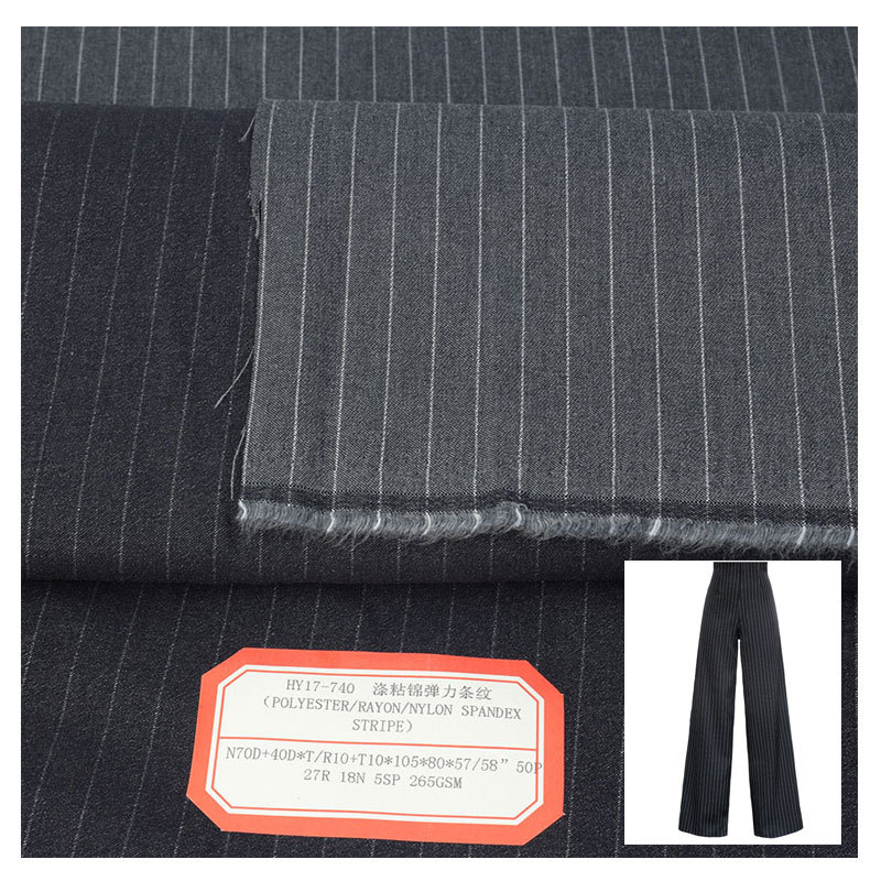 Multi-Component Blended Polyester-Viscose Jacquard Four-Way Stretch Vertical Stripe Fleece Stretch Fabric for Pants