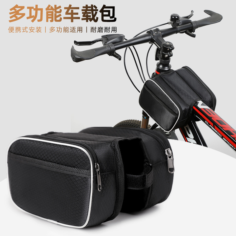 Bicycle New Front Beam Bag Top Tube Bag Increased Saddle Bag Mountain Bike Zipper Bag Cycling Equipment Storage Bag