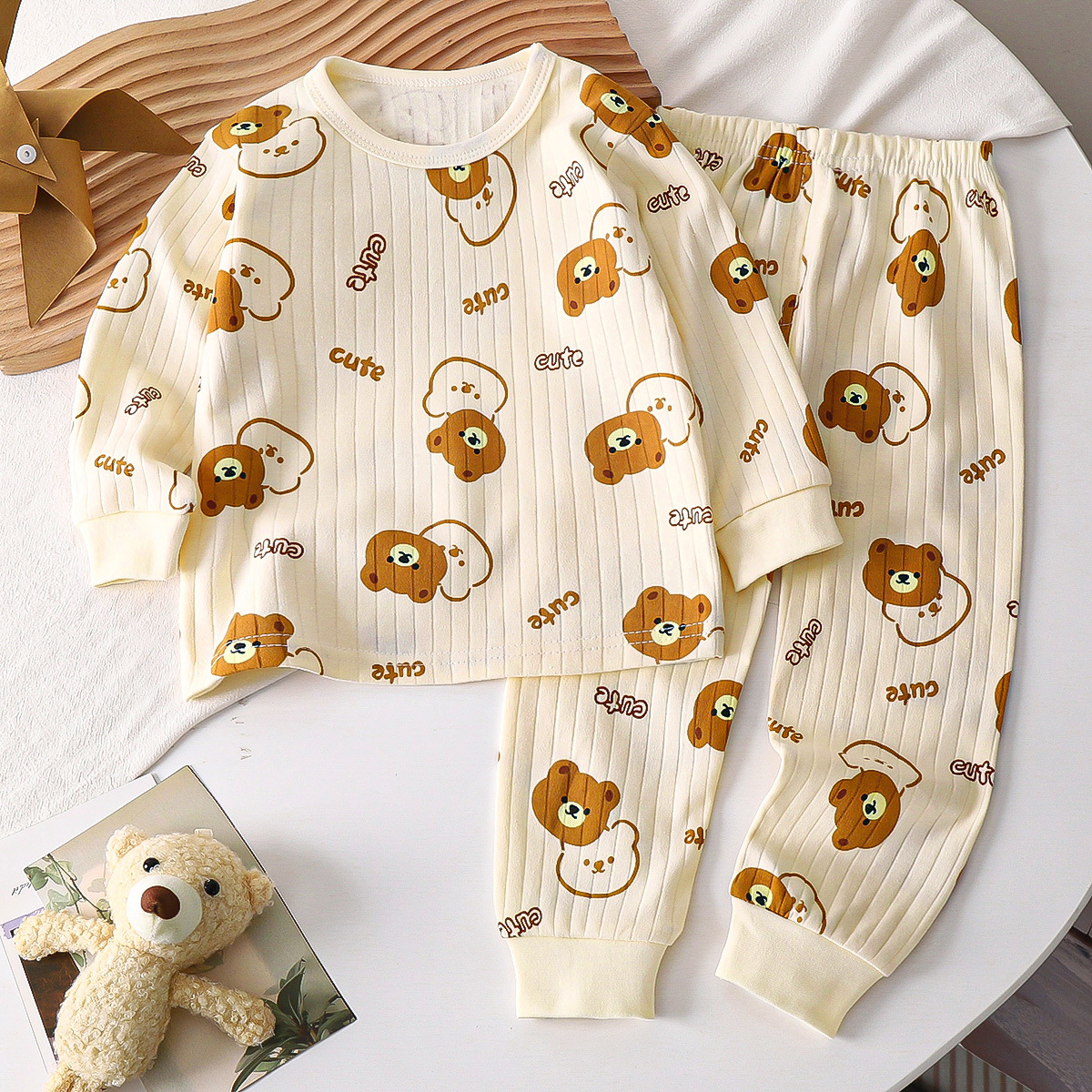Picture of Children's Cotton Underwear Set, New Autumn Style, Baby Boys' Loungewear, Girls' Pajamas, Autumn Clothes and Pants, Children's Clothing