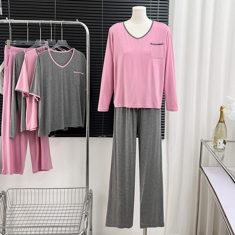 Modal Pajamas for Women, Spring and Autumn, Large Size, Long-Sleeved Pants, Two-Piece Set, Can Be Worn Outside, Home Wear Set, Suitable for All Seasons