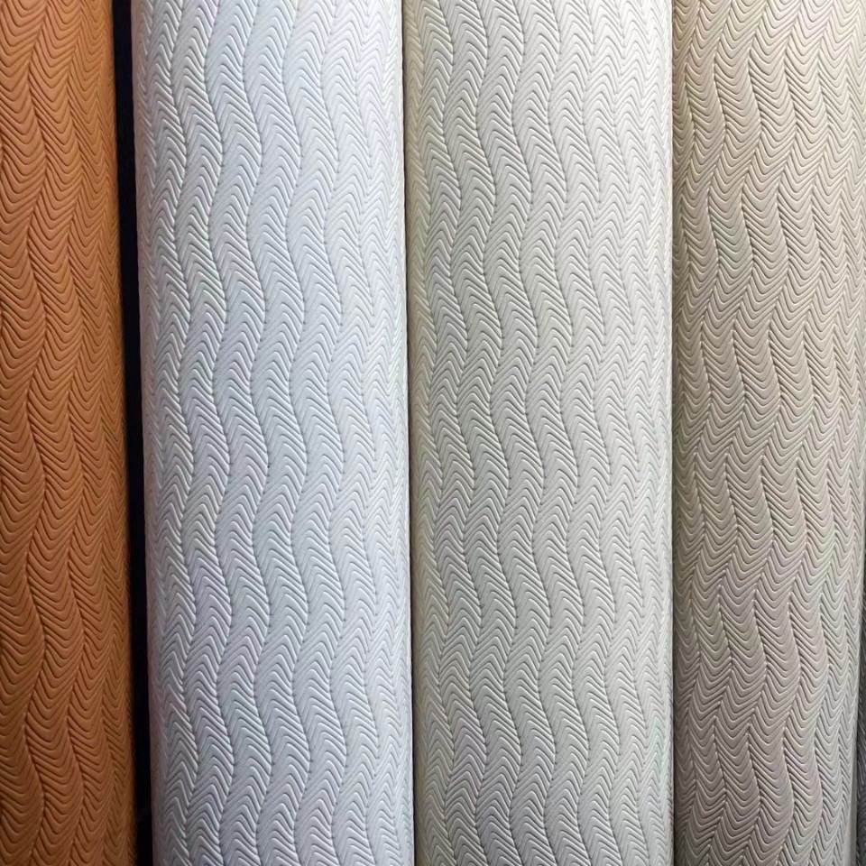 Outdoor Anti-slip White Special Yoga PU Woven Magnolia Fabric Wavy Wear-resistant Home Leather