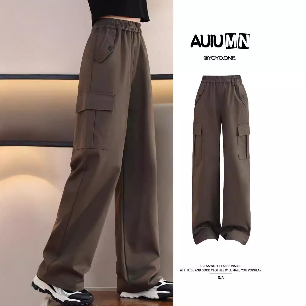 Girls Cargo Pants Spring & Fall Casual Pants 2025 New Kidsren's Pants Autumn and Winter Girls Black Wide-Leg Pants Autumn Wear