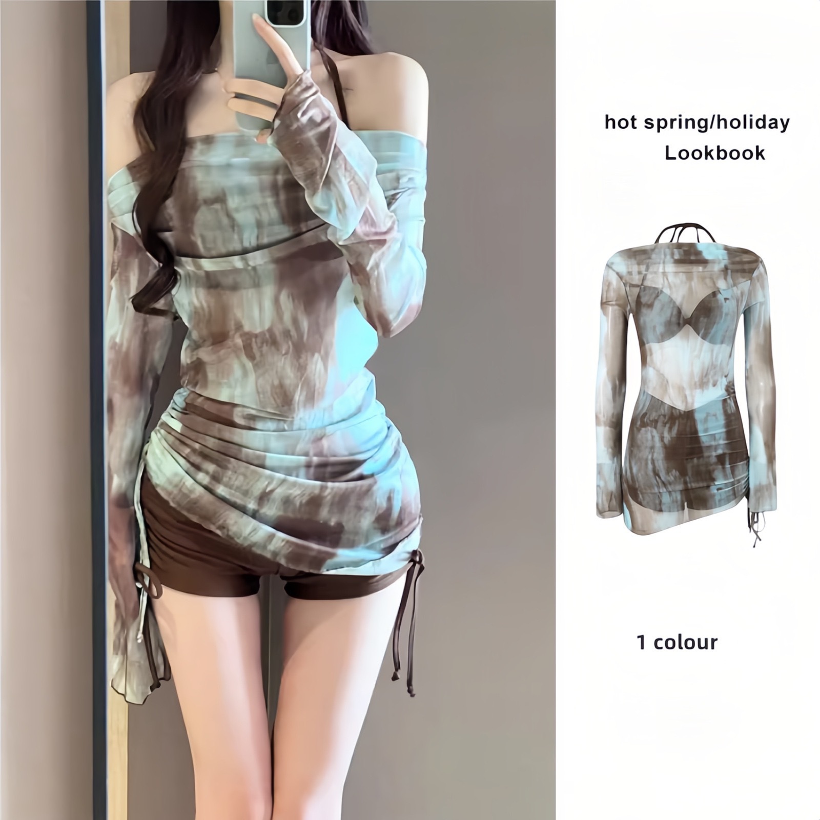 Swimsuit Women's Three-Piece Blouse Sexy Retro Bikini Small Chest Push-up Split High-end 2025 Summer New