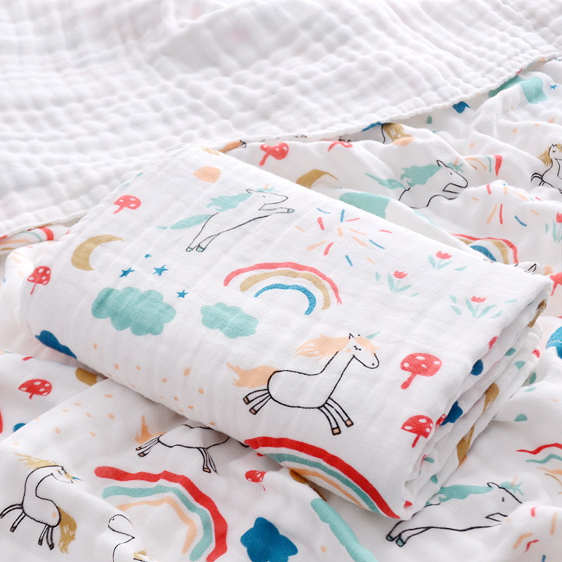 Picture of Baby Bath Towel Pure Cotton Wholesale Pure Cotton Four-Layer Gauze Newborn Wrap Summer Newborn Baby Supplies Children's Blanket