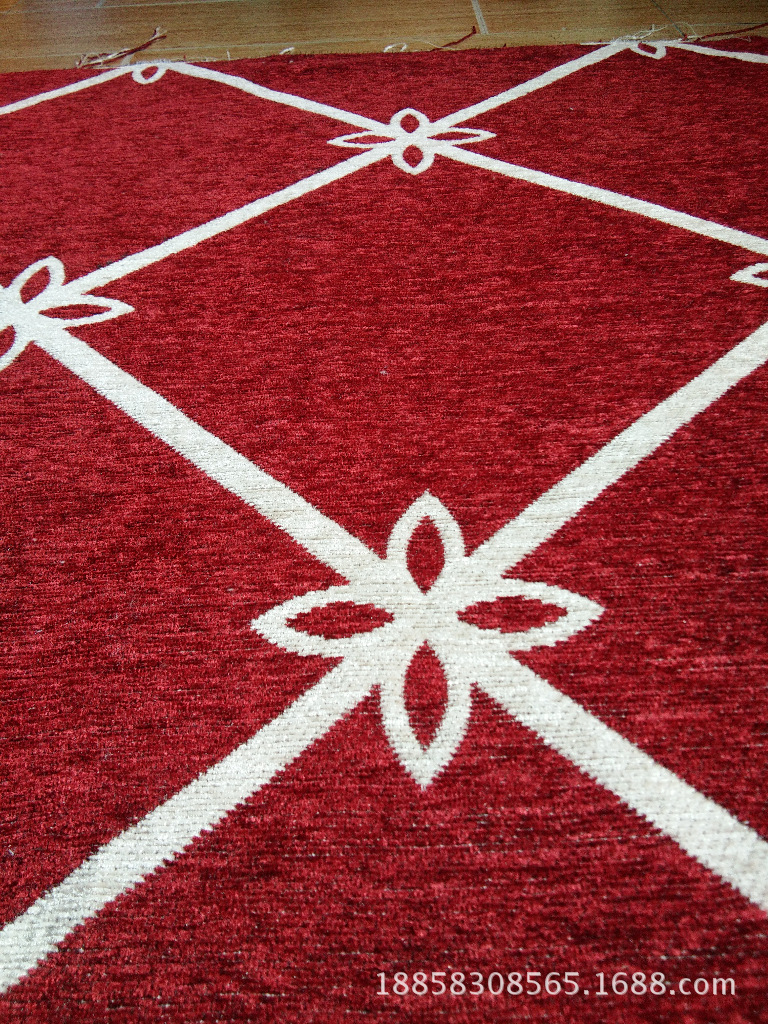 Picture of Floor Mat cloth chenille jacquard floor mat fabric Plaid jacquard chenille decorative cloth