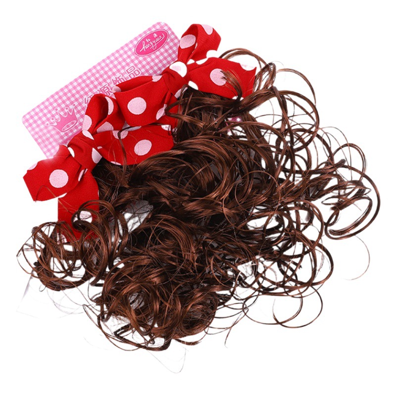 2022 new children wig girl baby long hair girl bow short curly hair Princess hairpin hair accessories headdress