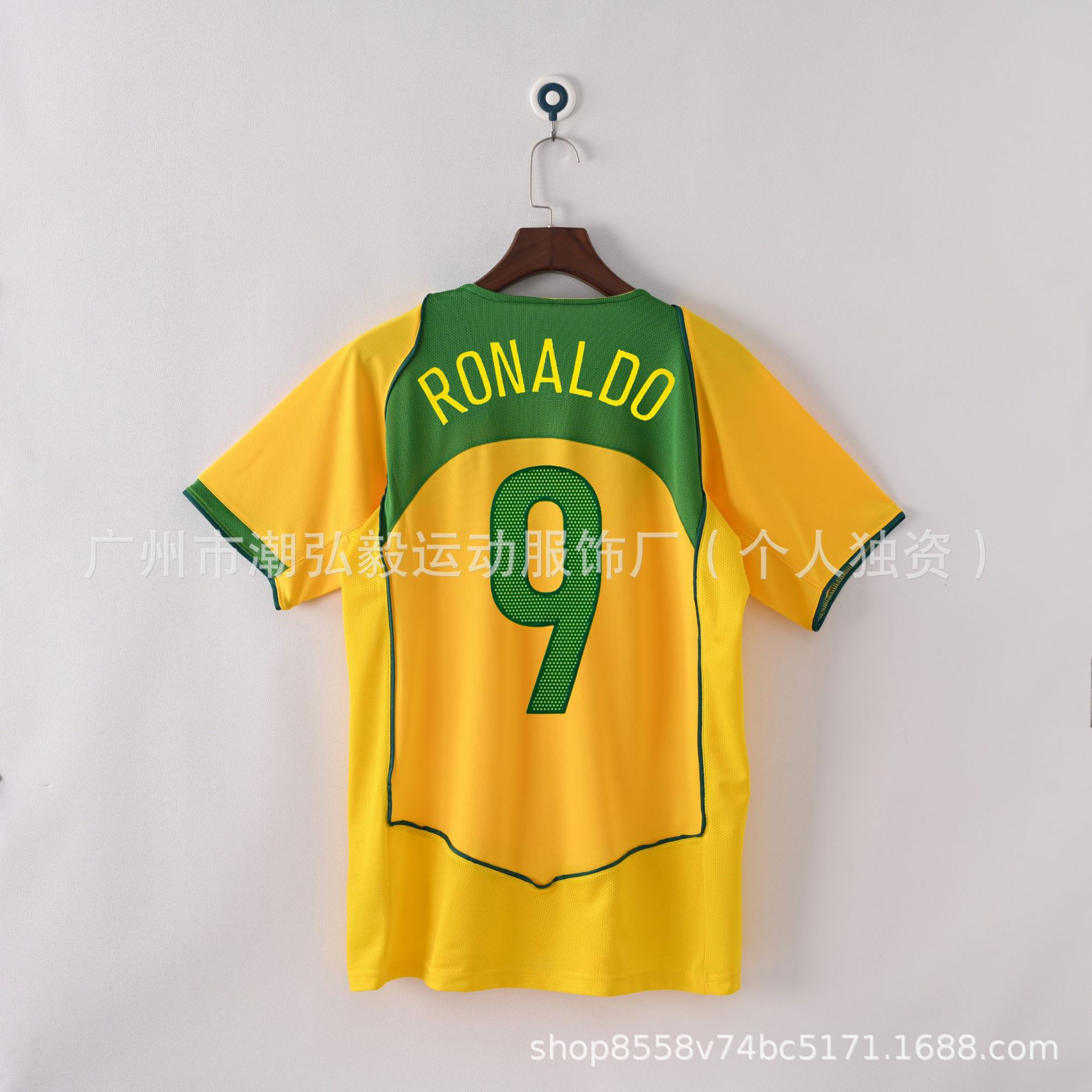 Picture of Wholesale Vintage 980204 World Cup Brazil Jersey No. 9 No. 10 Ronaldo Vintage Jersey Soccer Uniform