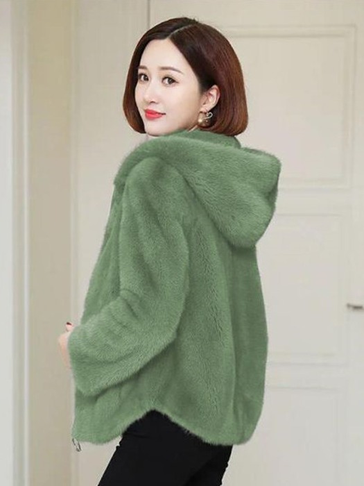 European and American Foreign Trade Amazon AliExpress cross-border women's clothing fleece-lined thickened coat women's double-sided velvet warm hooded sweater