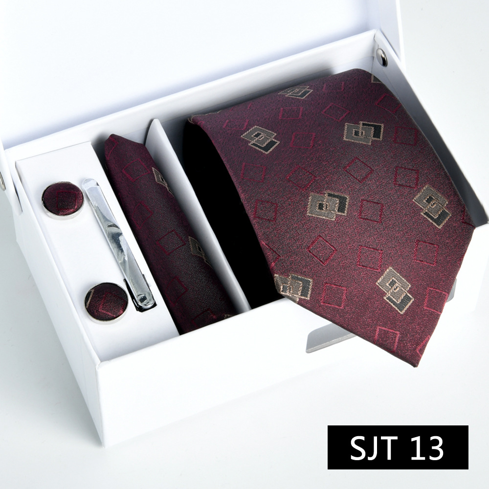 Picture of Tie formal business executive 5-piece gift box wedding = = groom wedding festive wine red in stock new