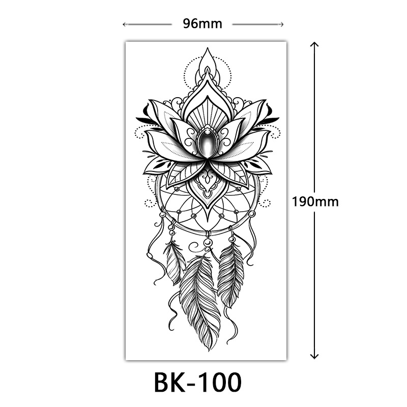Picture of Cross-Border Supply of Sketch Flower Tattoo Stickers, Sketch Tattoo Stickers, Rose Flower Black and White Flower Tattoo