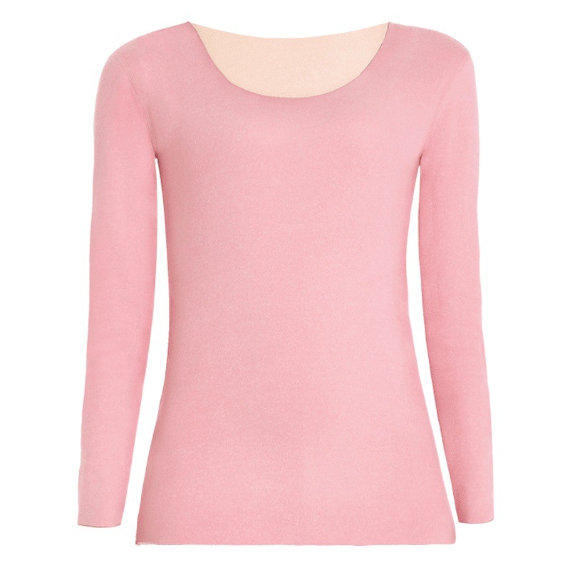 Seamless Thermal Underwear Women's fleece-lined Thickened Spring and Autumn Winter Base Shirt Young Women's Autumn Clothes Single-piece Cold-proof Top