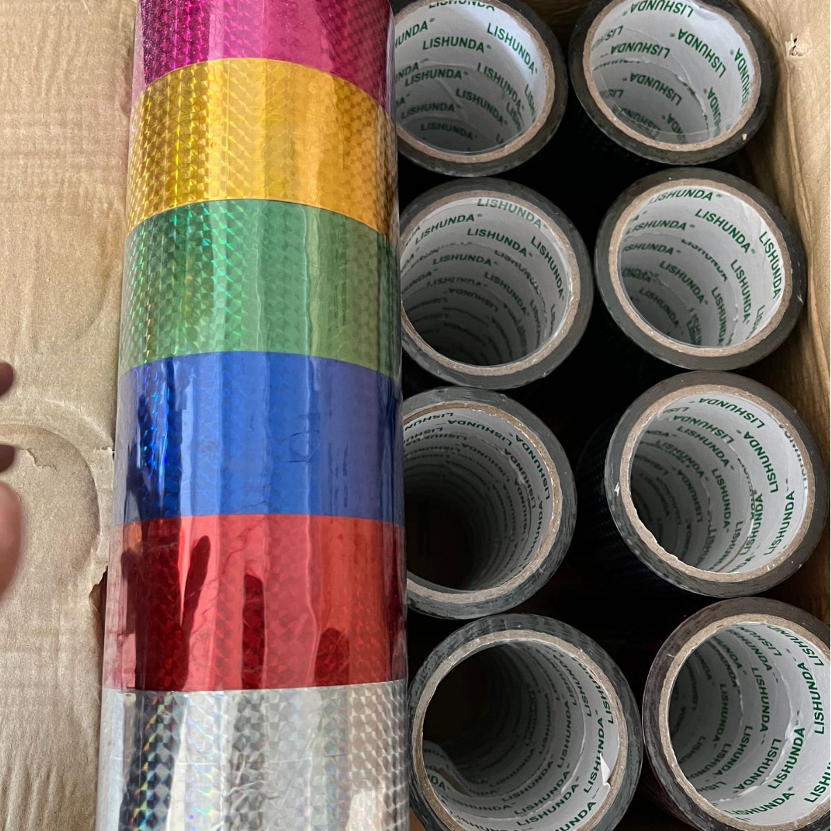 Laser tape wedding wedding decoration tape gift box packaging handmade diy flash color mixing tube