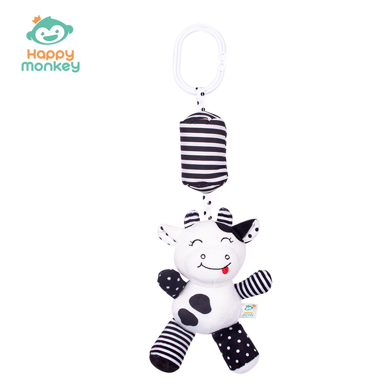 Picture of Happy Monkey Happy Monkey King Baby Toy Cartoon Rattle Lathe Hanging Animal Black and White Wind Chime