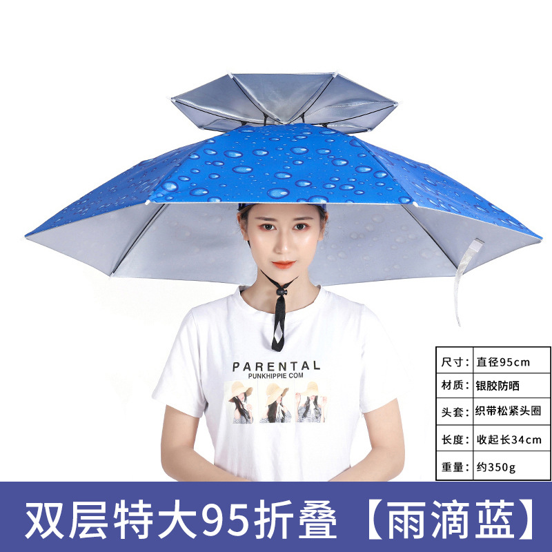 Picture of Large wholesale double-layer wind-resistant sturdy umbrella cap large folding dual-use sturdy sunshade umbrella custom advertising