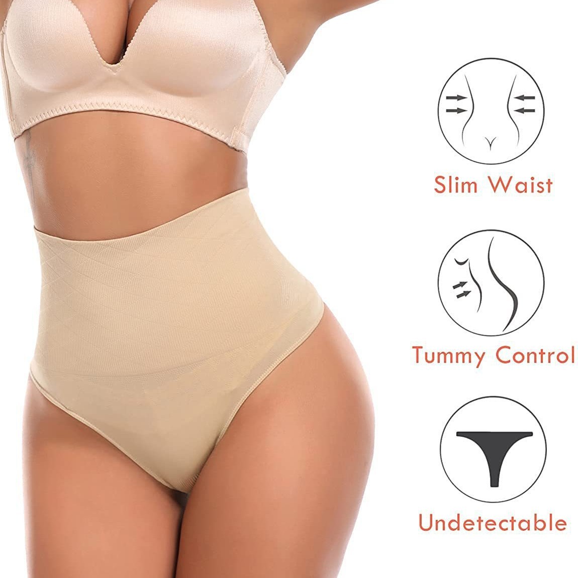 Cross-border Belly Tinting Underwear Women's Strong Stomach Stomach Thong Waist-lifting Hip Tinting Trousless Shaping Pants High Waist