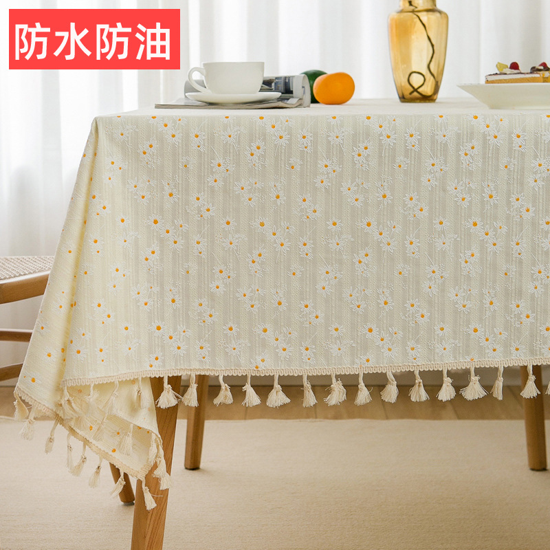 Ins-style Tablecloth Waterproof and Oil-proof Fabric Pastoral Cotton Dining Tablecloth Square Table Round Table Tea Table Cloth Cross-border Amazon
