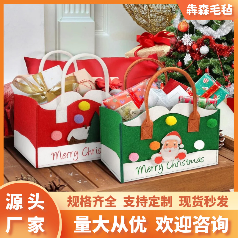 Ready Supply Santa Claus Christmas Eve Gift Bag Christmas Cartoon Felt Bag Snowman Candy Felt Tote Bag