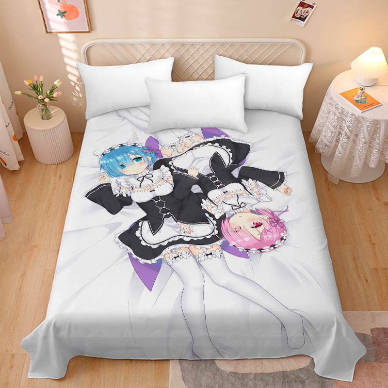 Picture of Anime Two-Dimensional Anime Rem Picture Gentleman 3D Beauty Bed Bed Sheets Single Piece Student Dormitory 1.9m