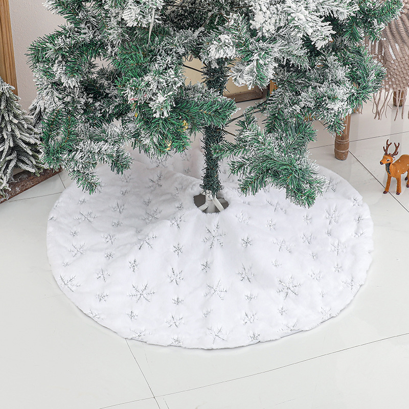 Tree Skirt Pv Velvet Embroidered Gold Sequin Christmas Tree Skirt Rabbit Plush Embroidered Silver Sequin Tree Skirt Christmas Decorative Tree Skirt
