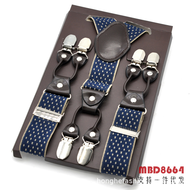 Picture of Cross-Border Supply Men's Suspenders Six-Clip Suspenders Elastic Adjustable Fat People Suspenders Men and Women Suspenders