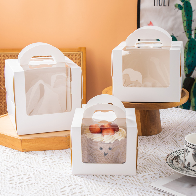 4 inch 5/6 inch birthday cake packaging box small 4/5/6 inch high portable window dessert mousse box