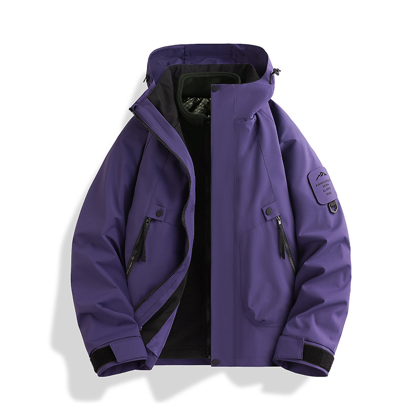 Picture of Three-in-one women's detachable autumn and winter two-piece outdoor windbreaker jacket men's water-repellent plus size mountaineering suit