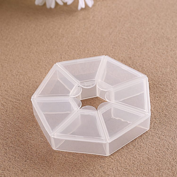 Picture of Disc 8 grid earrings jewelry PP storage box handmade beaded rice beads nail art bright with lid dustproof packaging box wholesale