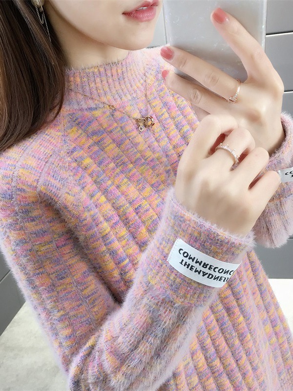 Picture of Women's Sweater 2024 Autumn and Winter New Women's Loose Outerwear Half Turtle Collar Top Popular Thickened Bottoming Shirt